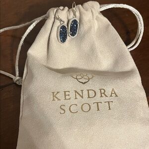 Kendra Scott Silver and Blue Oval Earrings